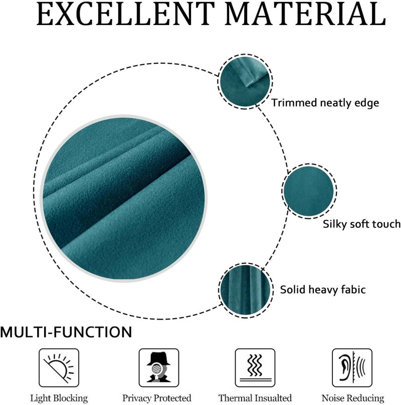 SMILETIME Lake Blue 120 in Long Velvet Curtains with Grommet, Thermal Insulated Super Soft Privacy Noise Reducing Light Filtering Velvet Curtains for Living Room, 2 Panels, Each 52 x 120 inches Long - Image 4